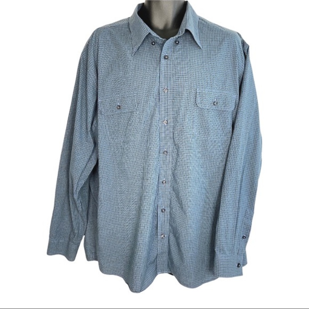 Maker & Company 100% Long Staple Cotton Blue Green Check Button Down Shirt XXL